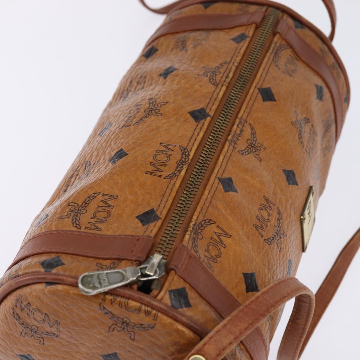 MCM Logogram Vicetos Shoulder Bag PVC Leather Brown Auth gh801