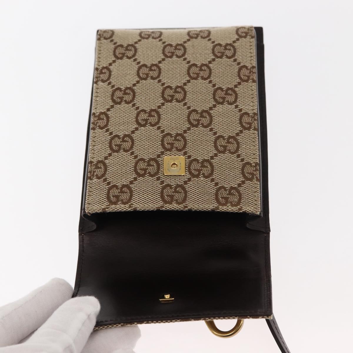 GUCCI GG Canvas Shoulder Bag Beige Gold 106692 Auth gh802