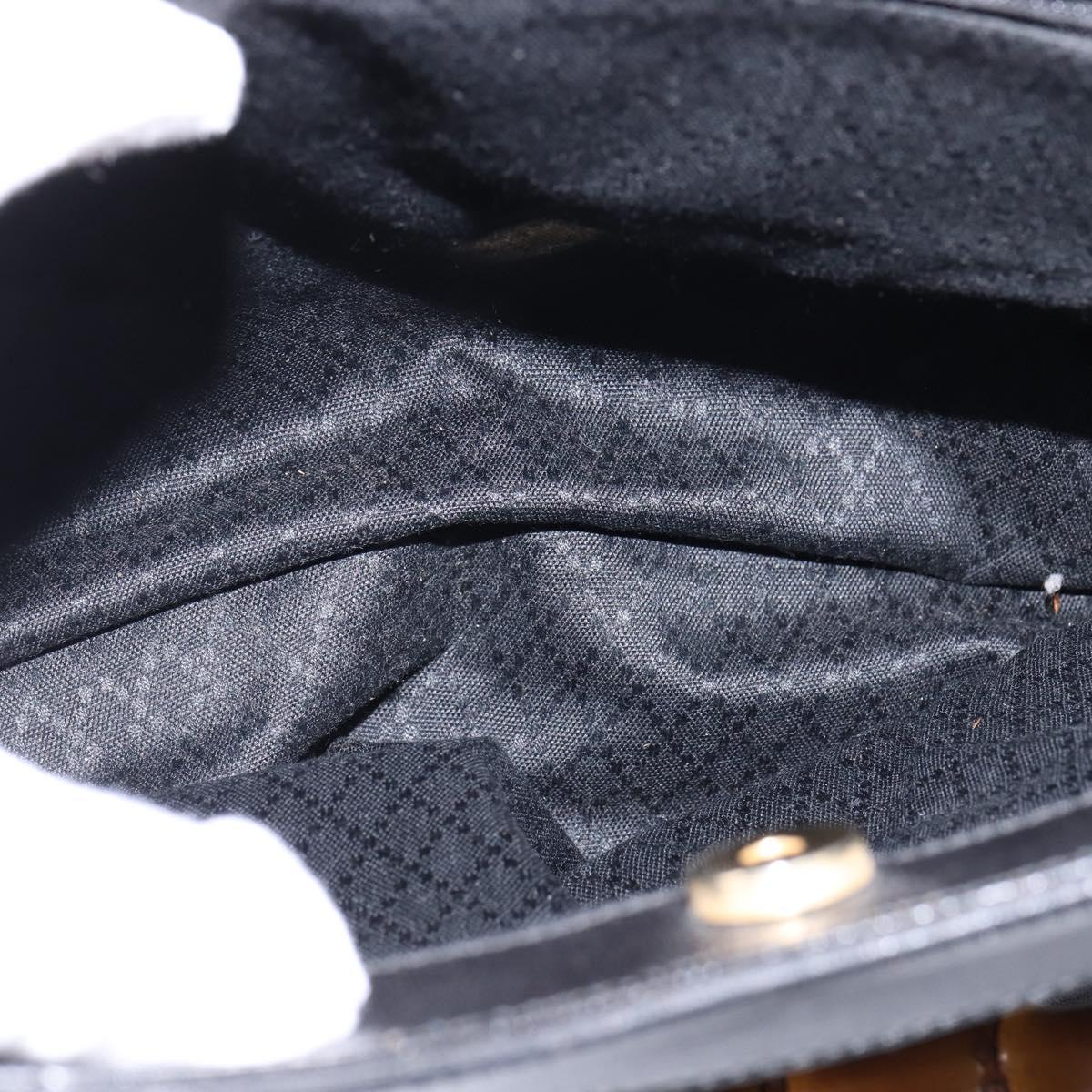 GUCCI Bamboo Hand Bag Leather Outlet Gold Black 002 8260 Auth gh808