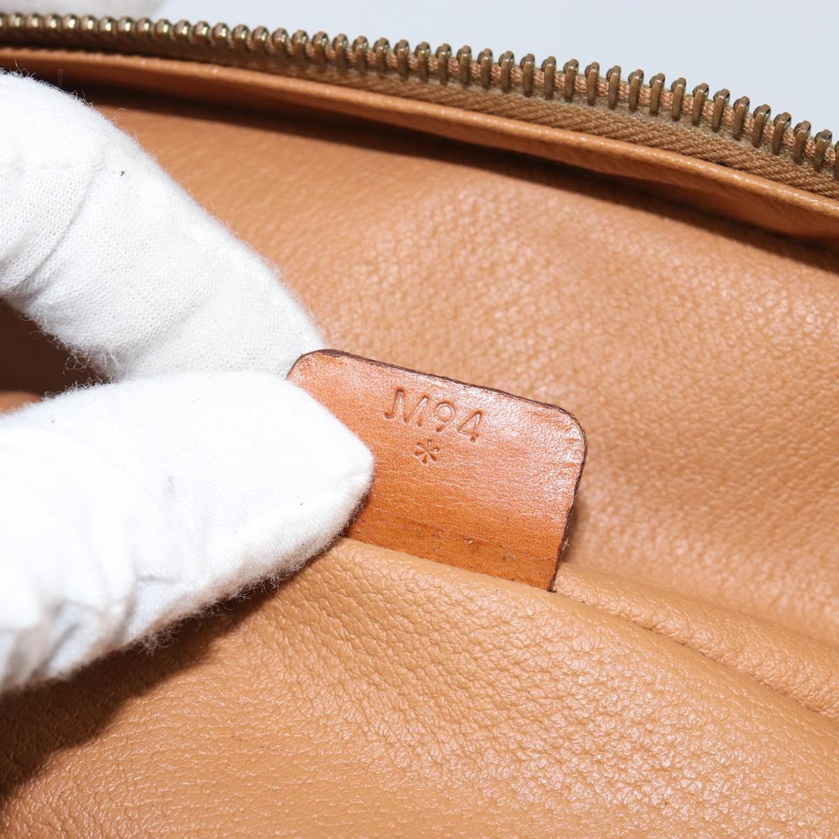 CELINE Macadam Canvas Vanity Pouch PVC Leather Brown Gold Auth gh813