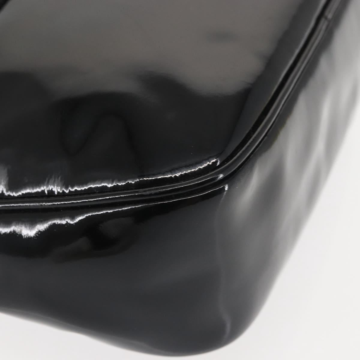 Salvatore Ferragamo Vala Shoulder Bag Enamel Black Gold Auth gh815