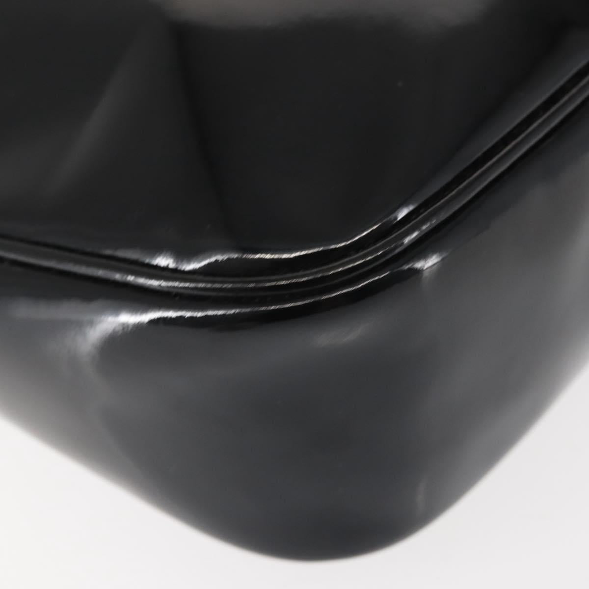 Salvatore Ferragamo Vala Shoulder Bag Enamel Black Gold Auth gh815