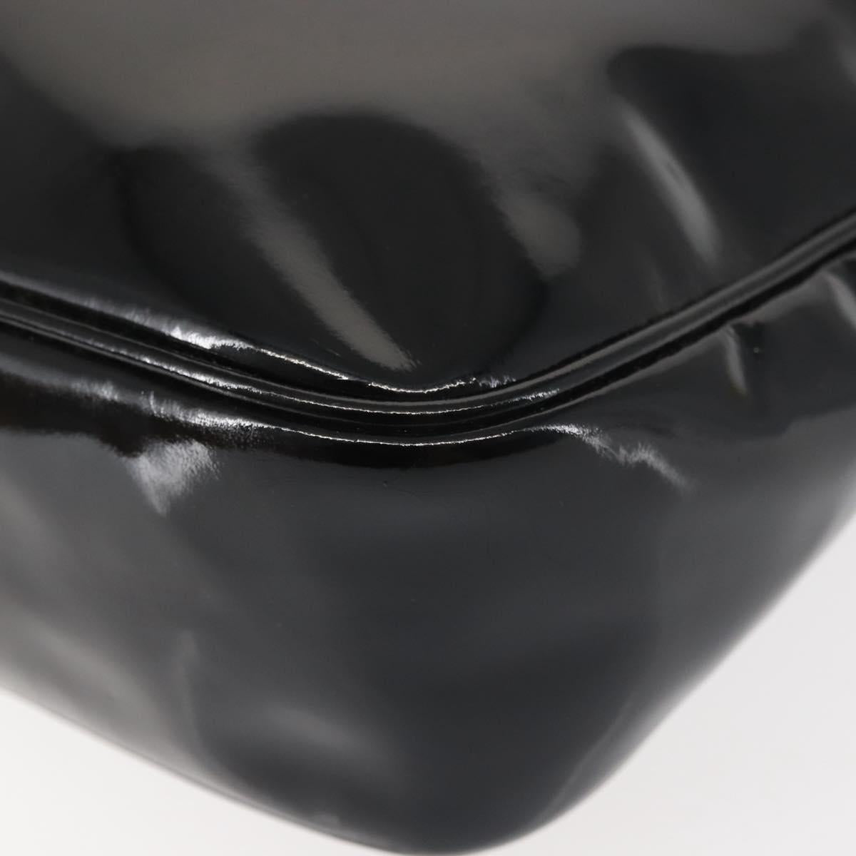 Salvatore Ferragamo Vala Shoulder Bag Enamel Black Gold Auth gh815