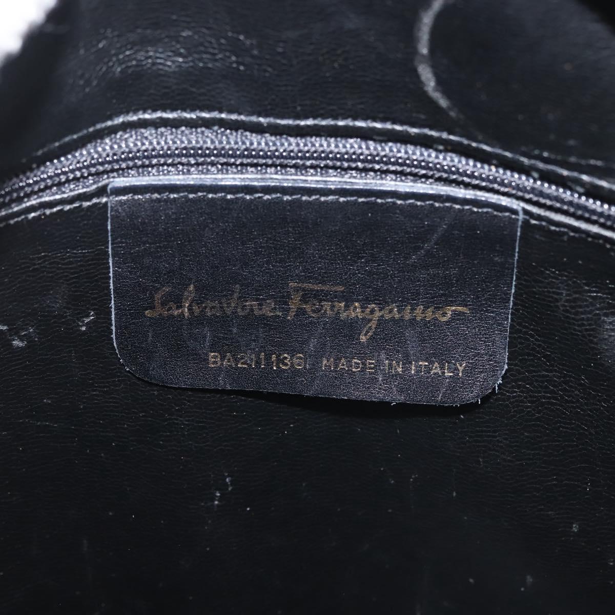 Salvatore Ferragamo Vala Shoulder Bag Enamel Black Gold Auth gh815