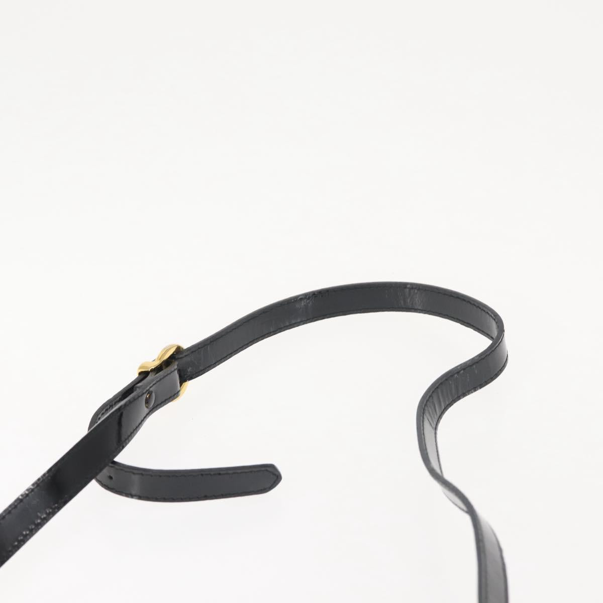 Salvatore Ferragamo Vala Shoulder Bag Enamel Black Gold Auth gh815