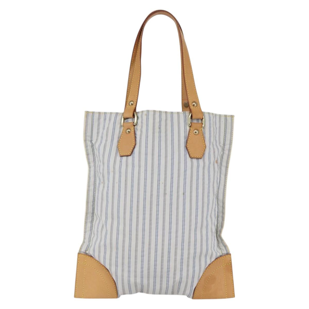 LOUIS VUITTON Tangier Tote Bag Nylon White M40024 LV Auth gh818