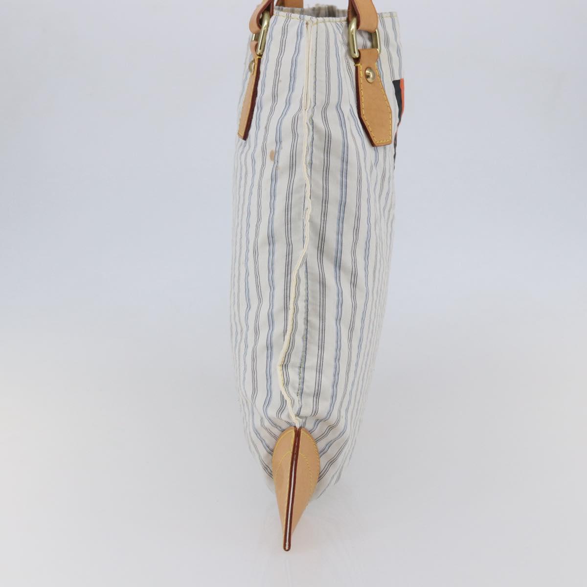 LOUIS VUITTON Tangier Tote Bag Nylon White M40024 LV Auth gh818