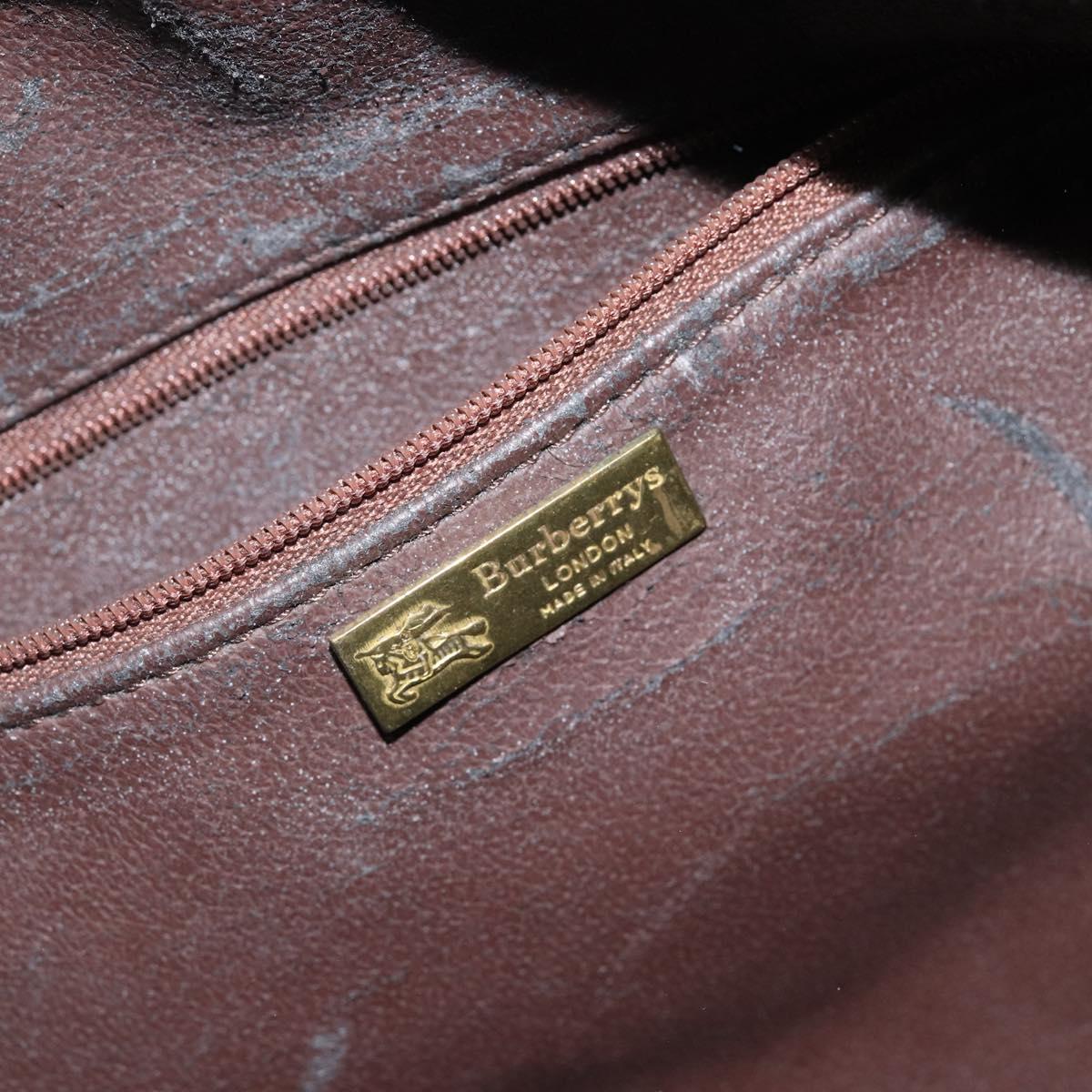 Burberrys Nova Check Boston Bag PVC Beige Gold Auth gh829