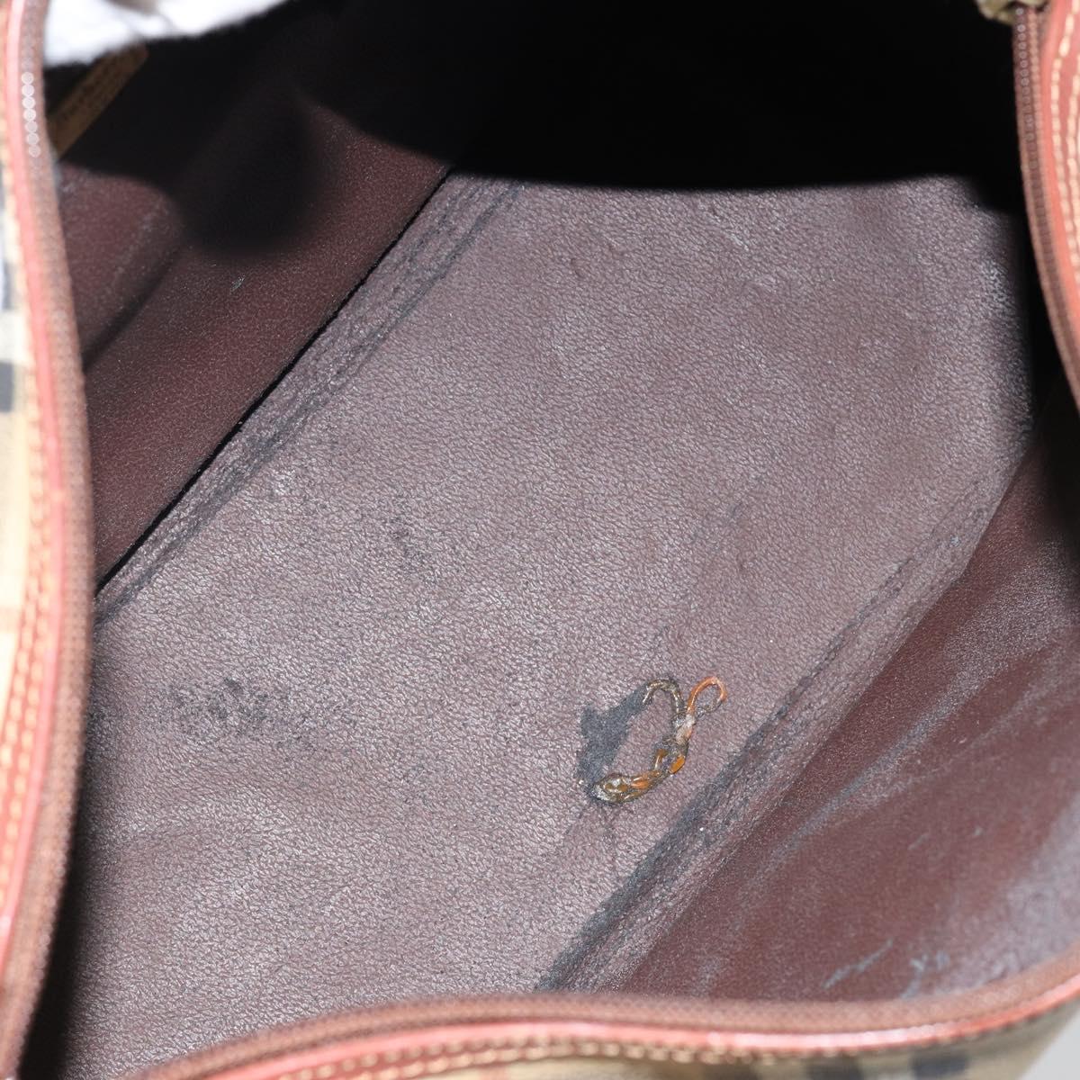 Burberrys Nova Check Boston Bag PVC Beige Gold Auth gh829