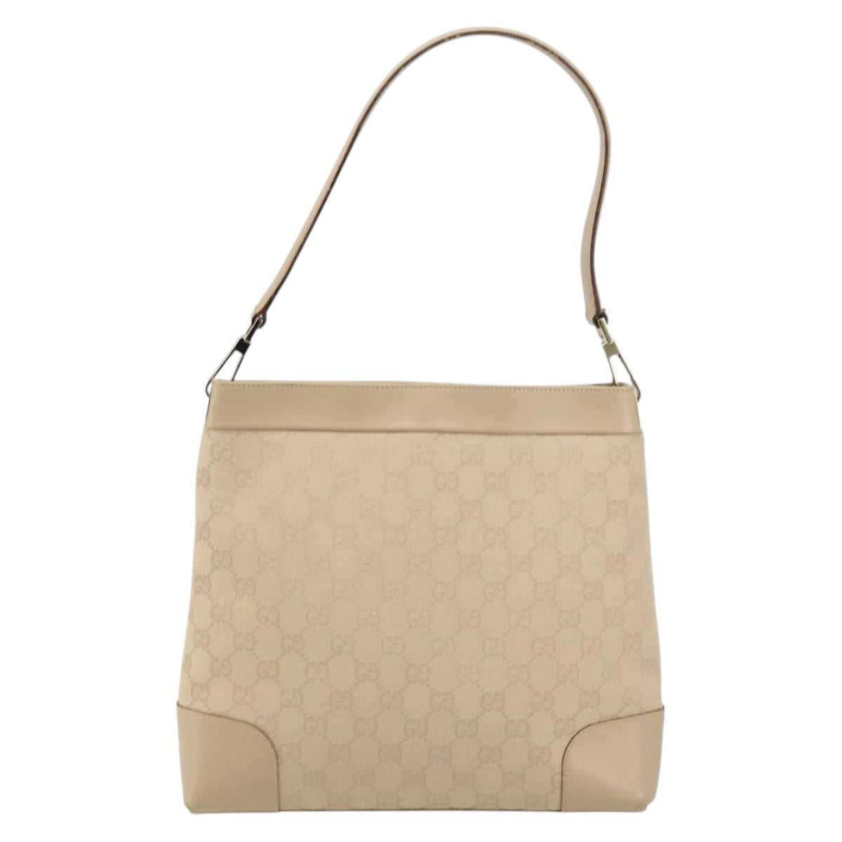 GUCCI GG Canvas Shoulder Bag Beige Gold 33900 Auth gh831