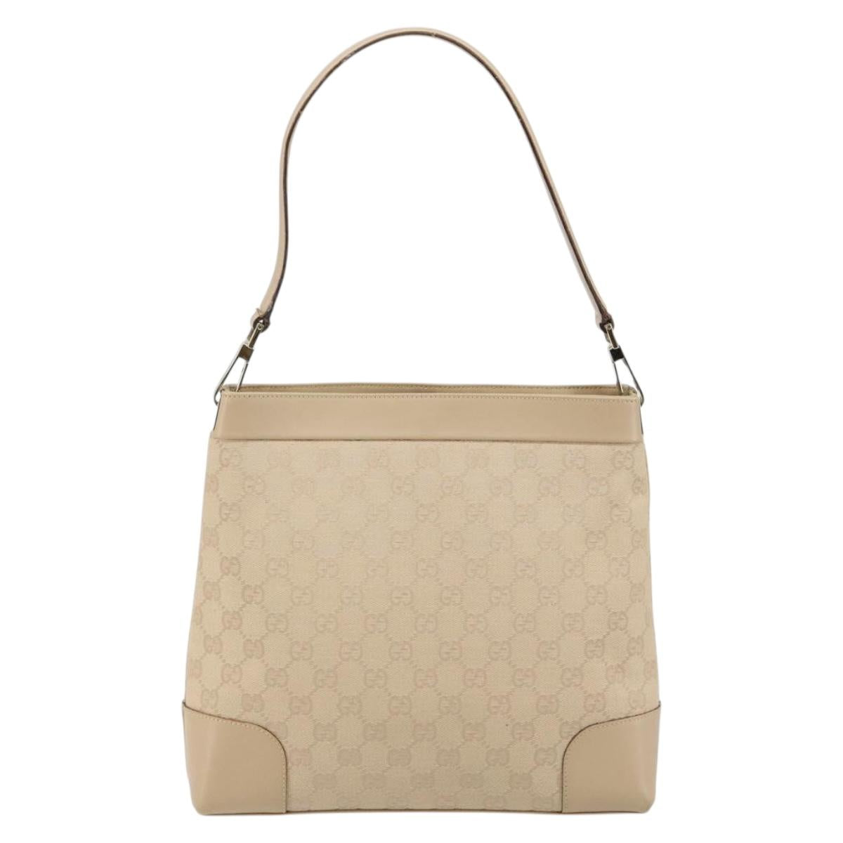 GUCCI GG Canvas Shoulder Bag Beige Gold 33900 Auth gh831