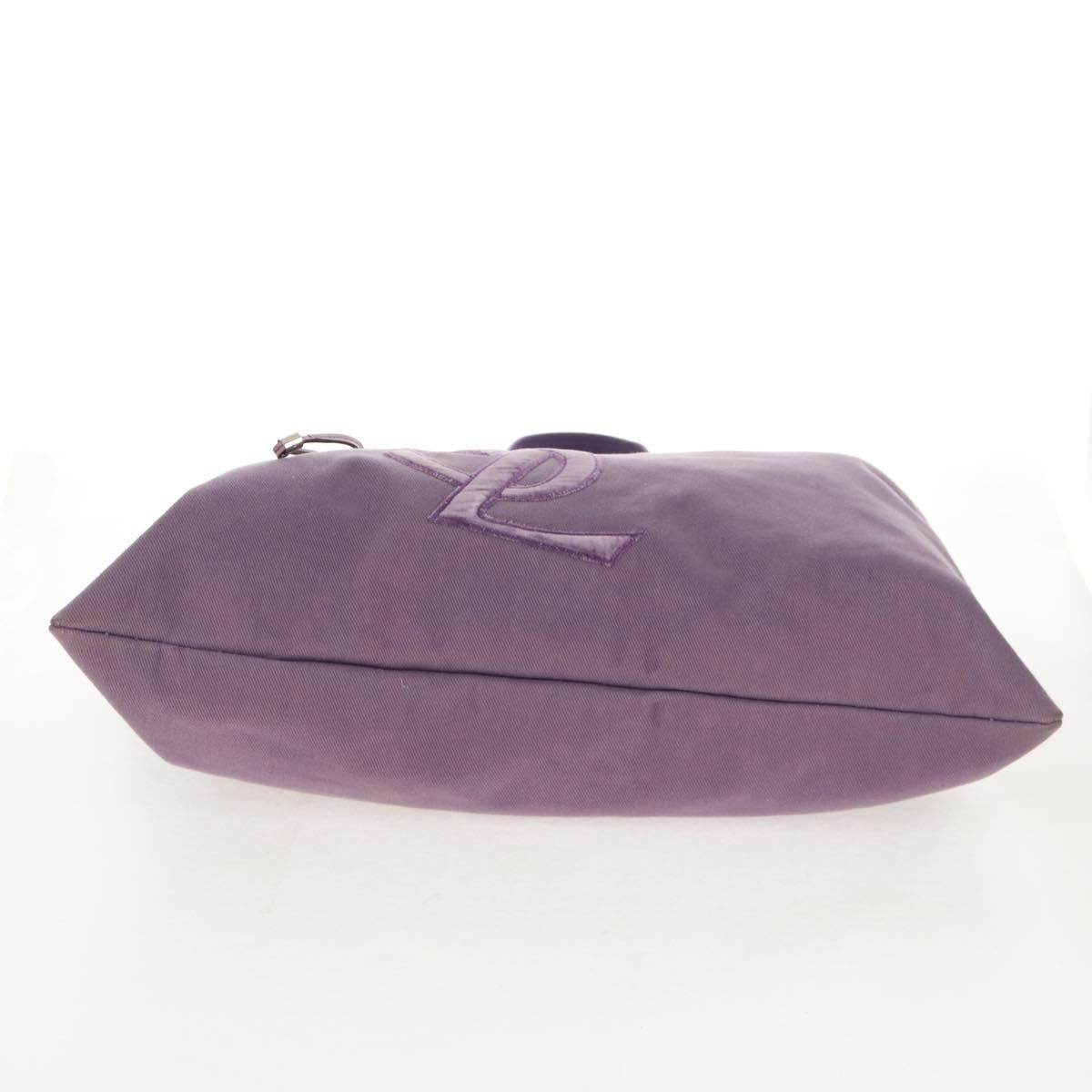 SAINT LAURENT Kahala Tote Bag Canvas Purple Silver 121627 Auth gh833