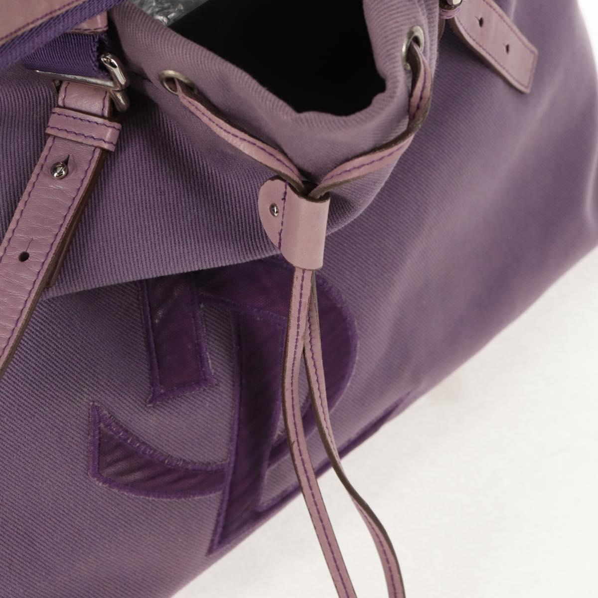 SAINT LAURENT Kahala Tote Bag Canvas Purple Silver 121627 Auth gh833