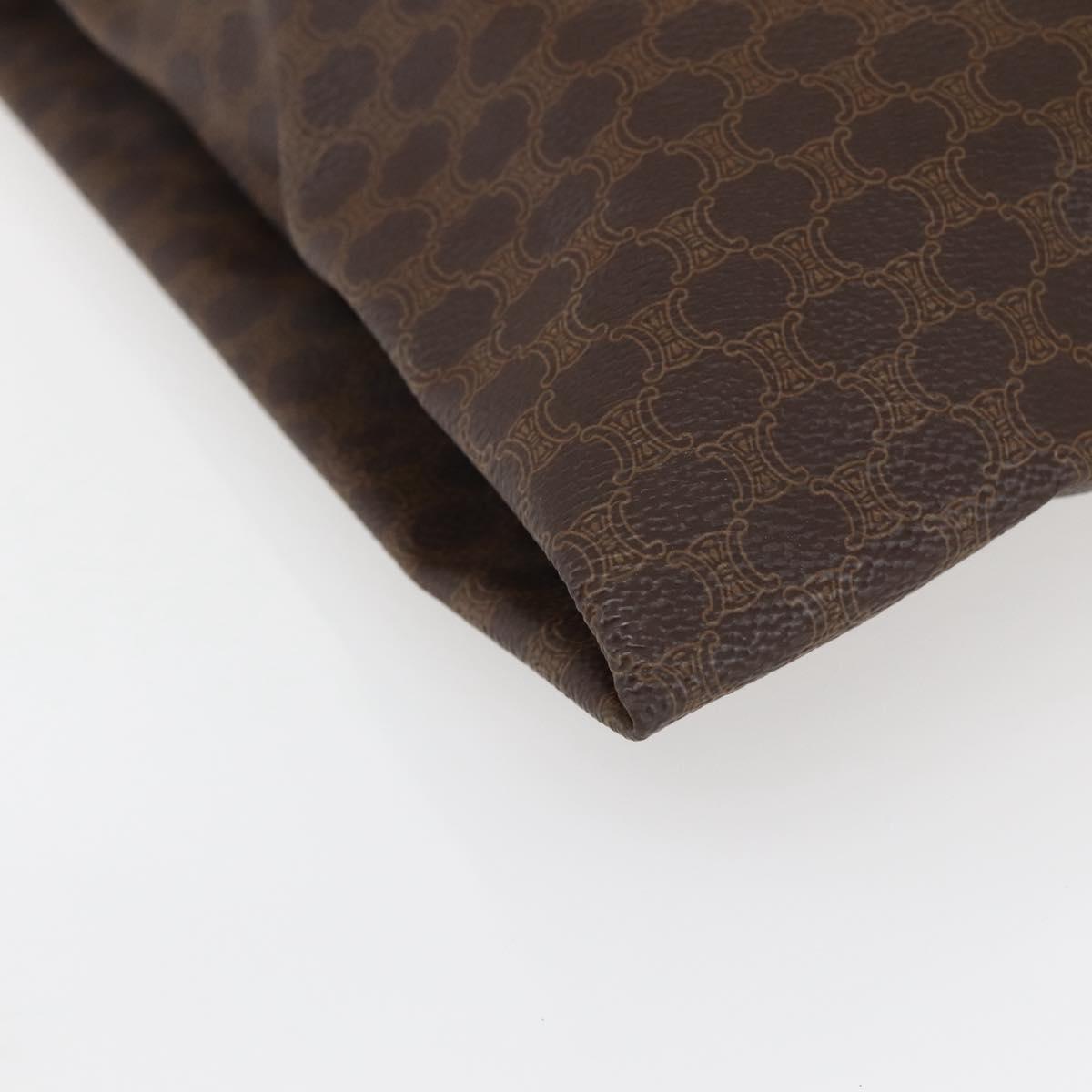 CELINE Macadam Canvas Tote Bag PVC Leather Brown Gold Auth gh838