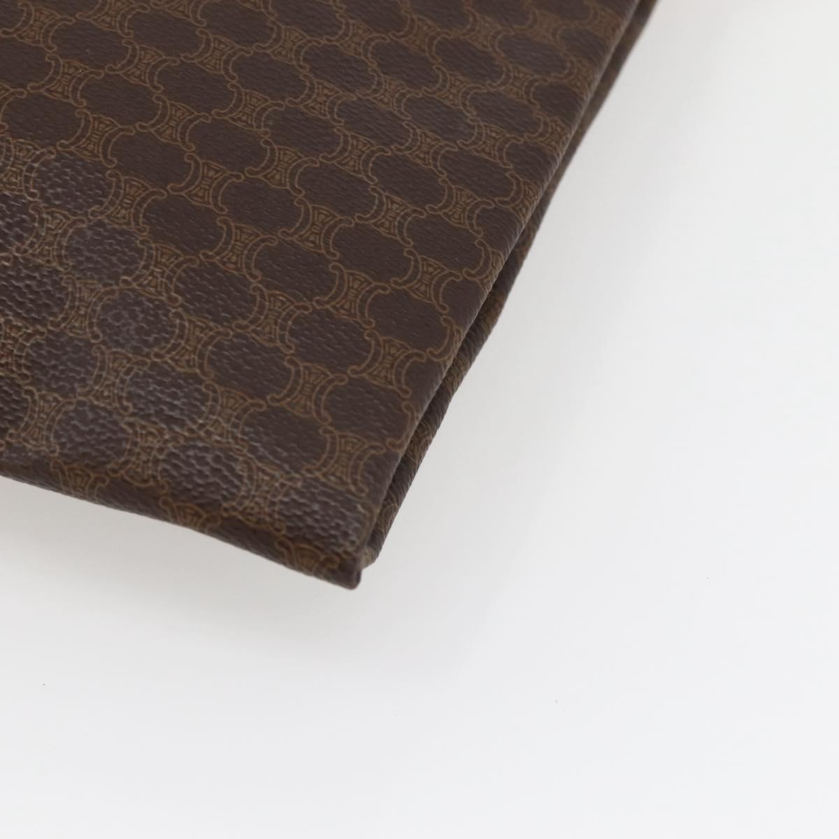 CELINE Macadam Canvas Tote Bag PVC Leather Brown Gold Auth gh838