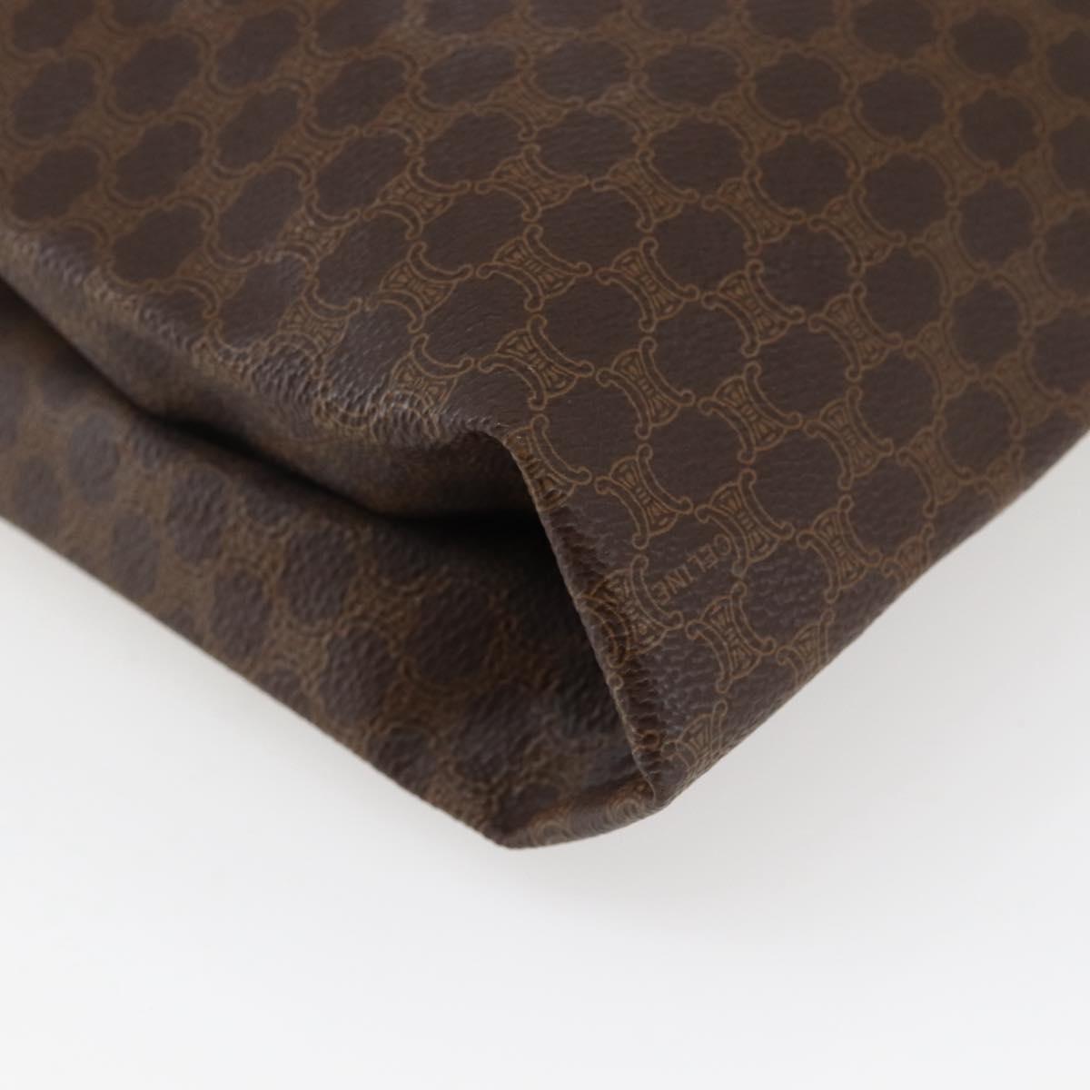 CELINE Macadam Canvas Tote Bag PVC Leather Brown Gold Auth gh838