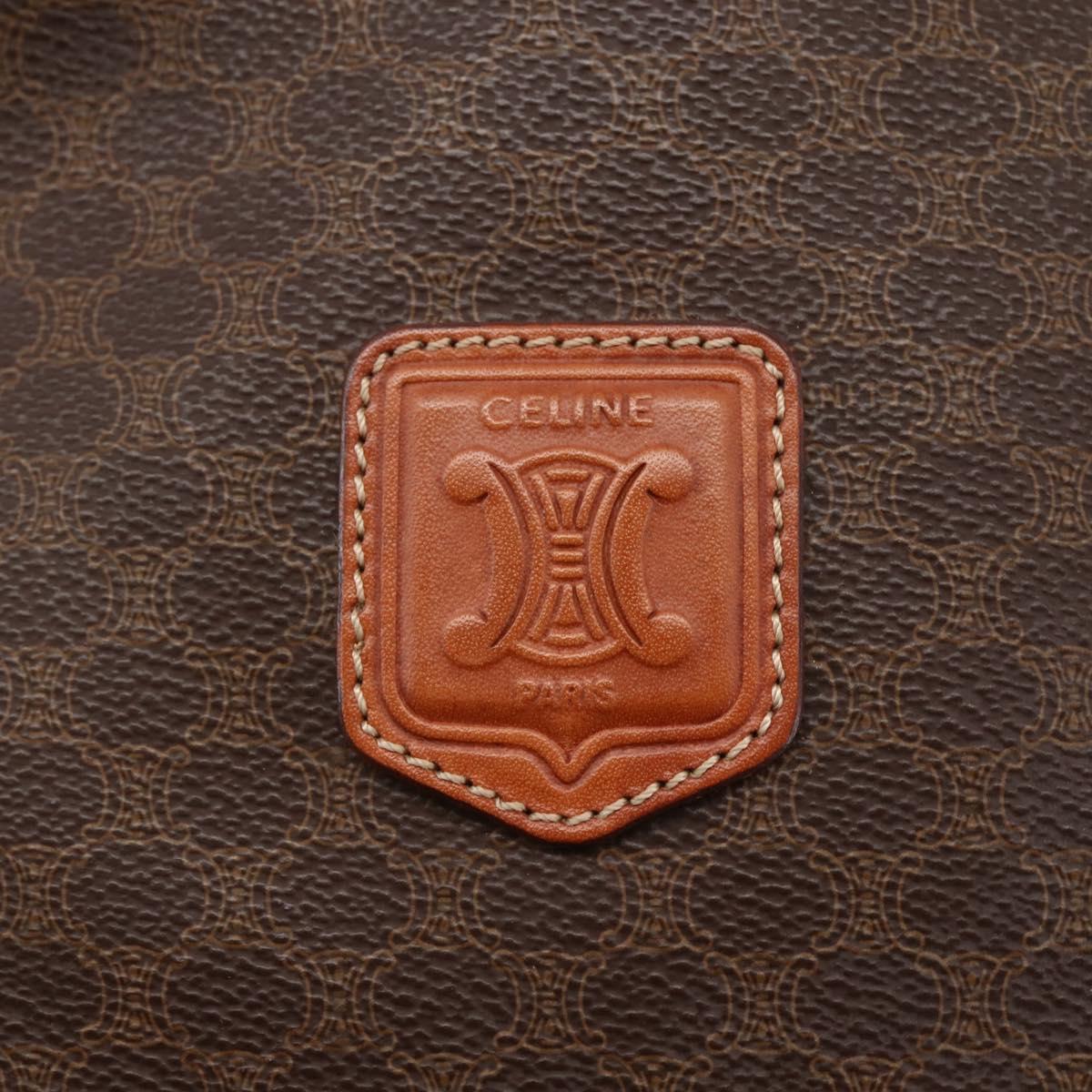 CELINE Macadam Canvas Tote Bag PVC Leather Brown Gold Auth gh838