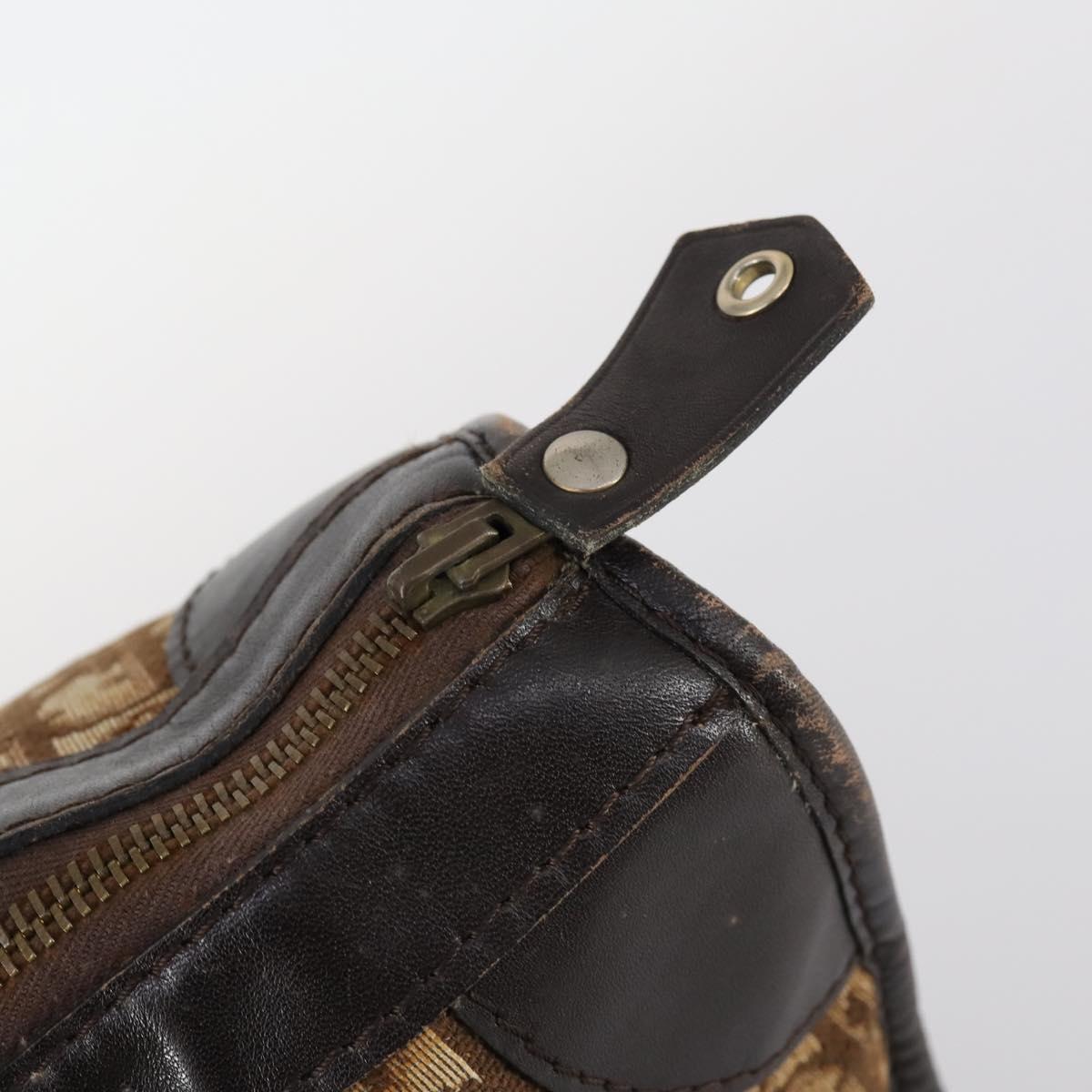 Christian Dior Trotter Canvas Boston Bag Brown Auth gh842