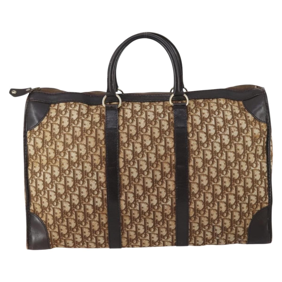 Christian Dior Trotter Canvas Boston Bag Brown Auth gh842