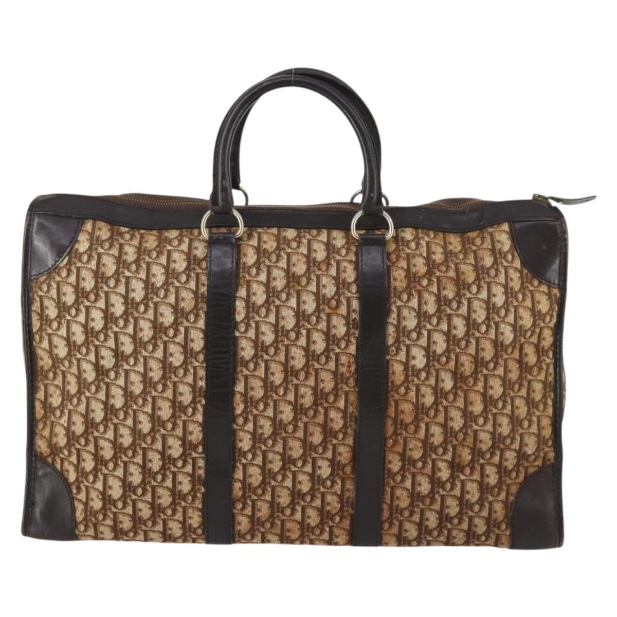 Christian Dior Trotter Canvas Boston Bag Brown Auth gh842