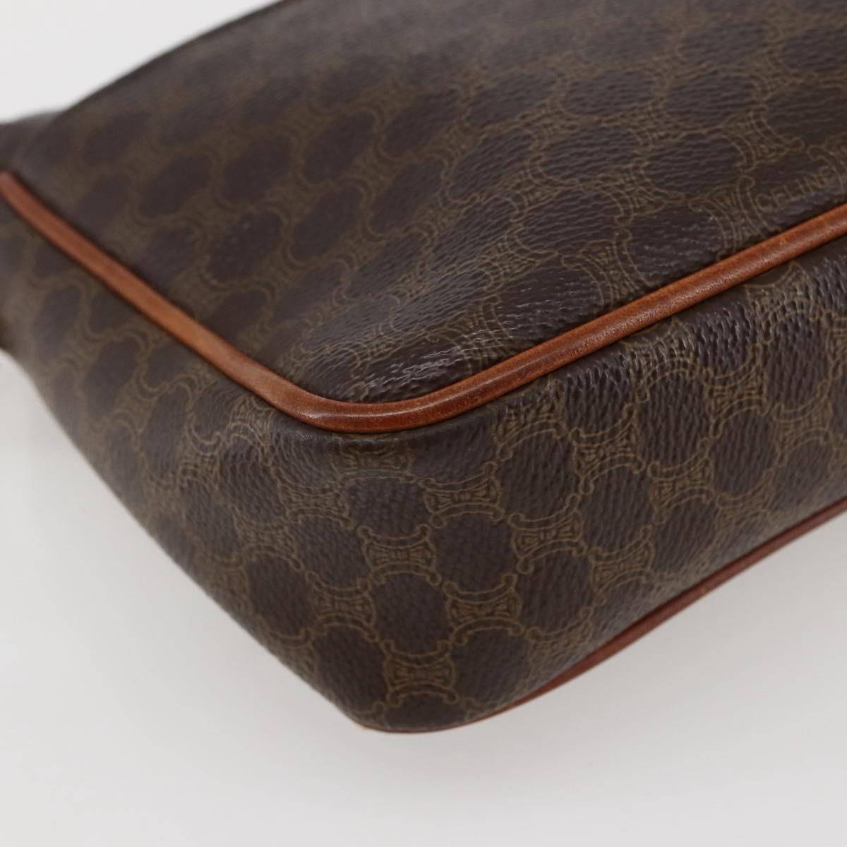 CELINE Macadam Canvas Shoulder Bag PVC Leather Brown Gold Auth gh867