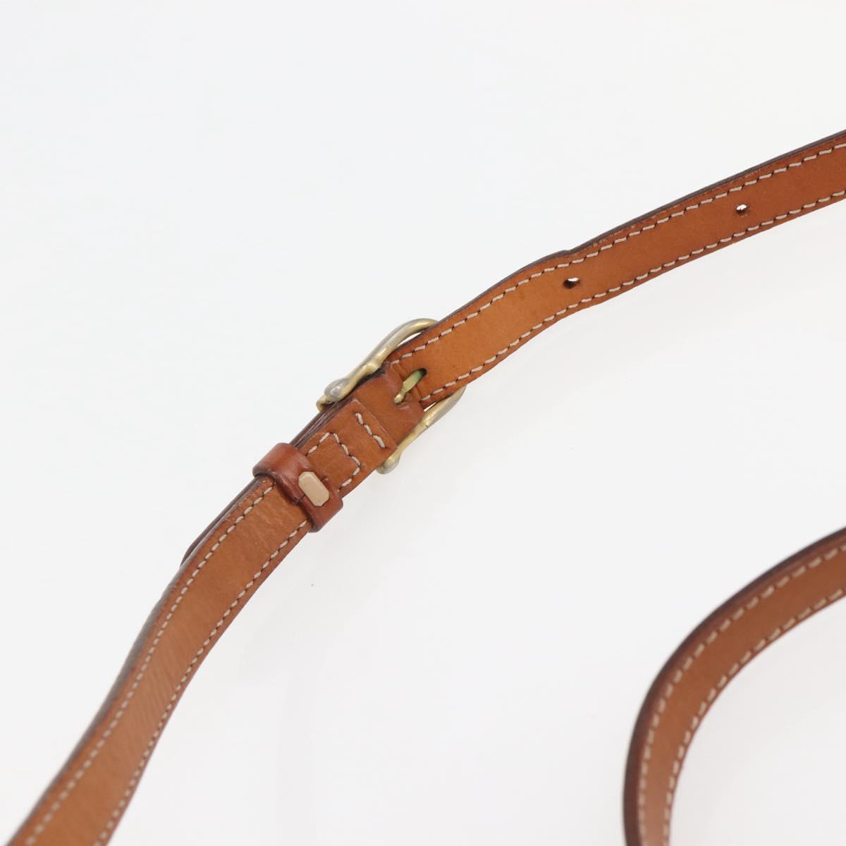 CELINE Macadam Canvas Shoulder Bag PVC Leather Brown Gold Auth gh867