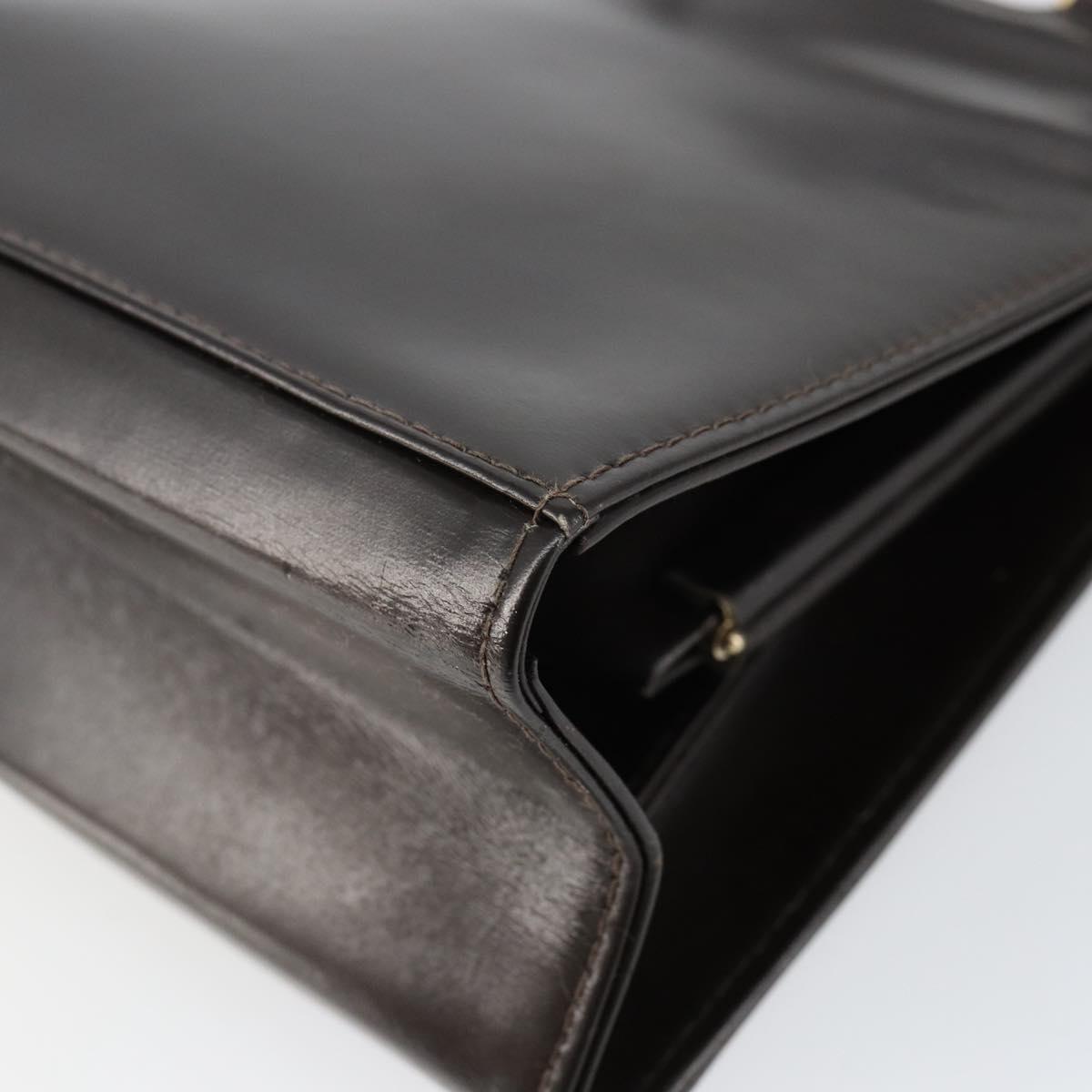 FENDI Hand Bag Leather Brown Gold Auth gh869