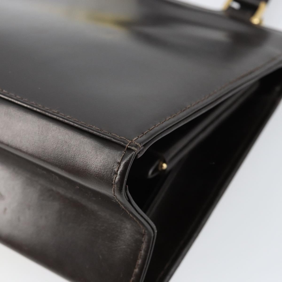 FENDI Hand Bag Leather Brown Gold Auth gh869