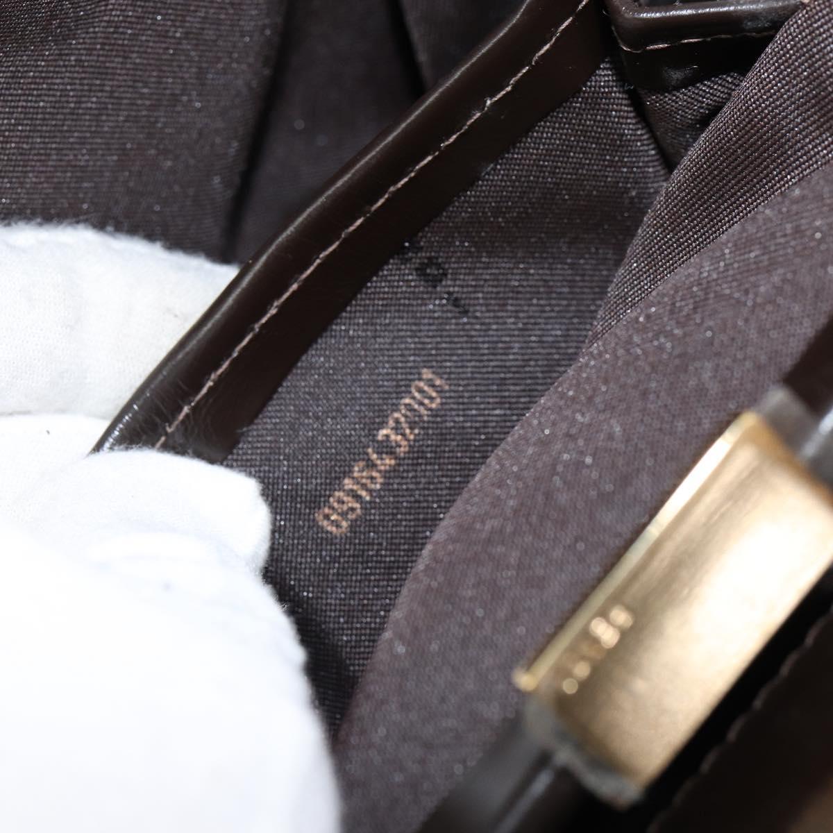 FENDI Hand Bag Leather Brown Gold Auth gh869