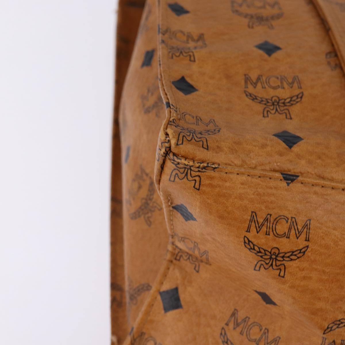 MCM Logogram Vicetos Tote Bag PVC Leather Brown Gold Auth gh881