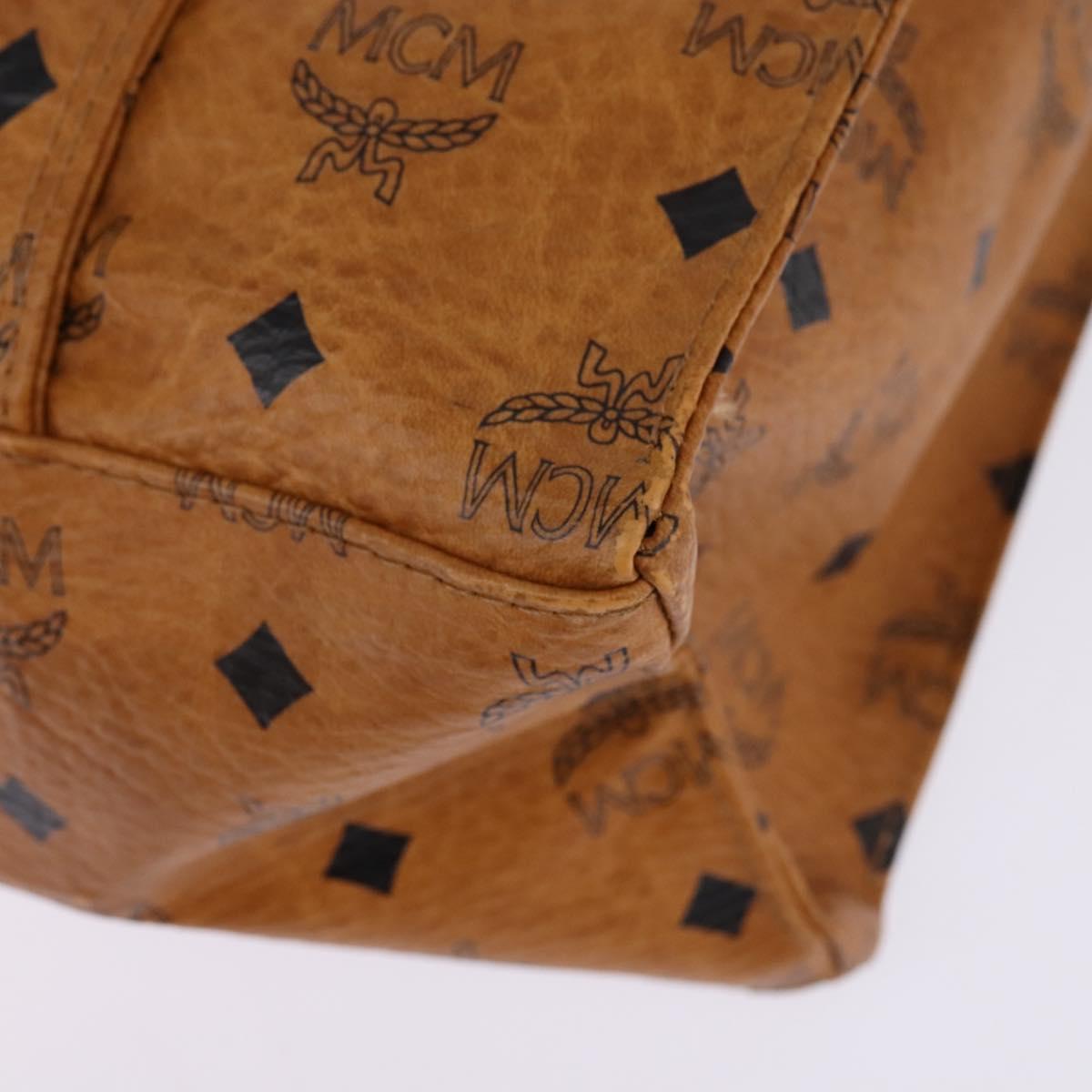 MCM Logogram Vicetos Tote Bag PVC Leather Brown Gold Auth gh881