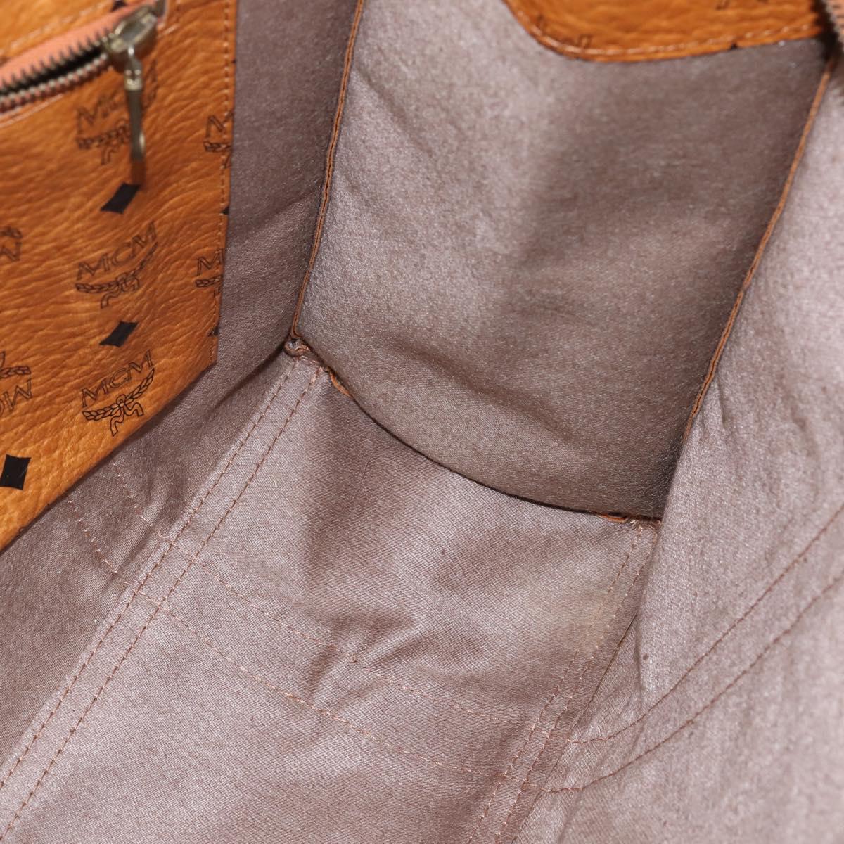 MCM Logogram Vicetos Tote Bag PVC Leather Brown Gold Auth gh881