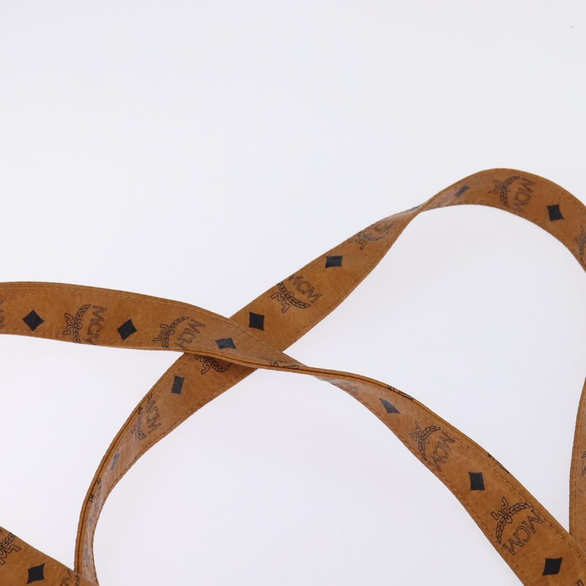 MCM Logogram Vicetos Tote Bag PVC Leather Brown Gold Auth gh881