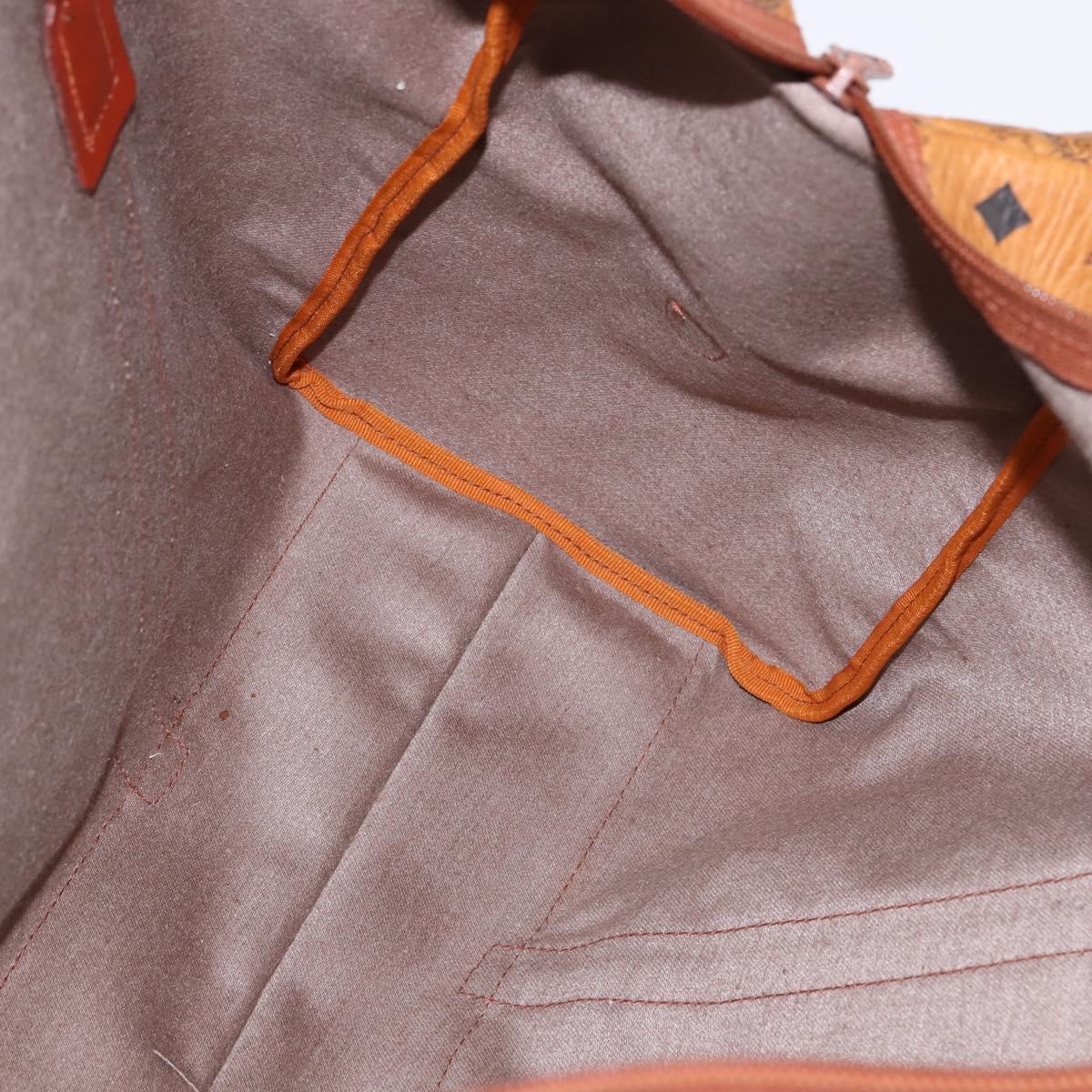 MCM Logogram Vicetos Boston Bag PVC Leather Brown Gold Auth gh882