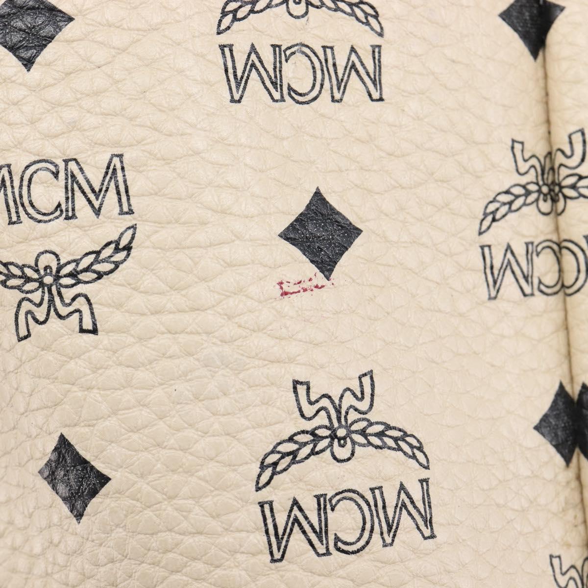 MCM Vicetos Logogram Backpack PVC Leather White Silver Auth gh883