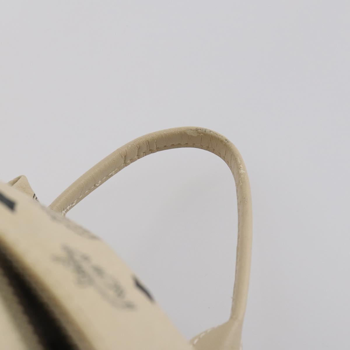 MCM Vicetos Logogram Backpack PVC Leather White Silver Auth gh883