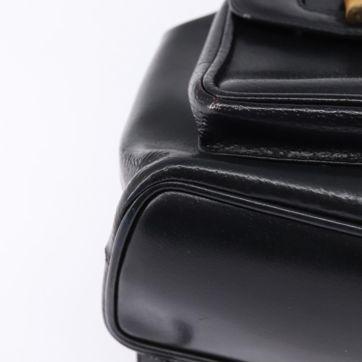 GUCCI Bamboo Backpack Leather Navy Gold 003 2058 0016 Auth gh884