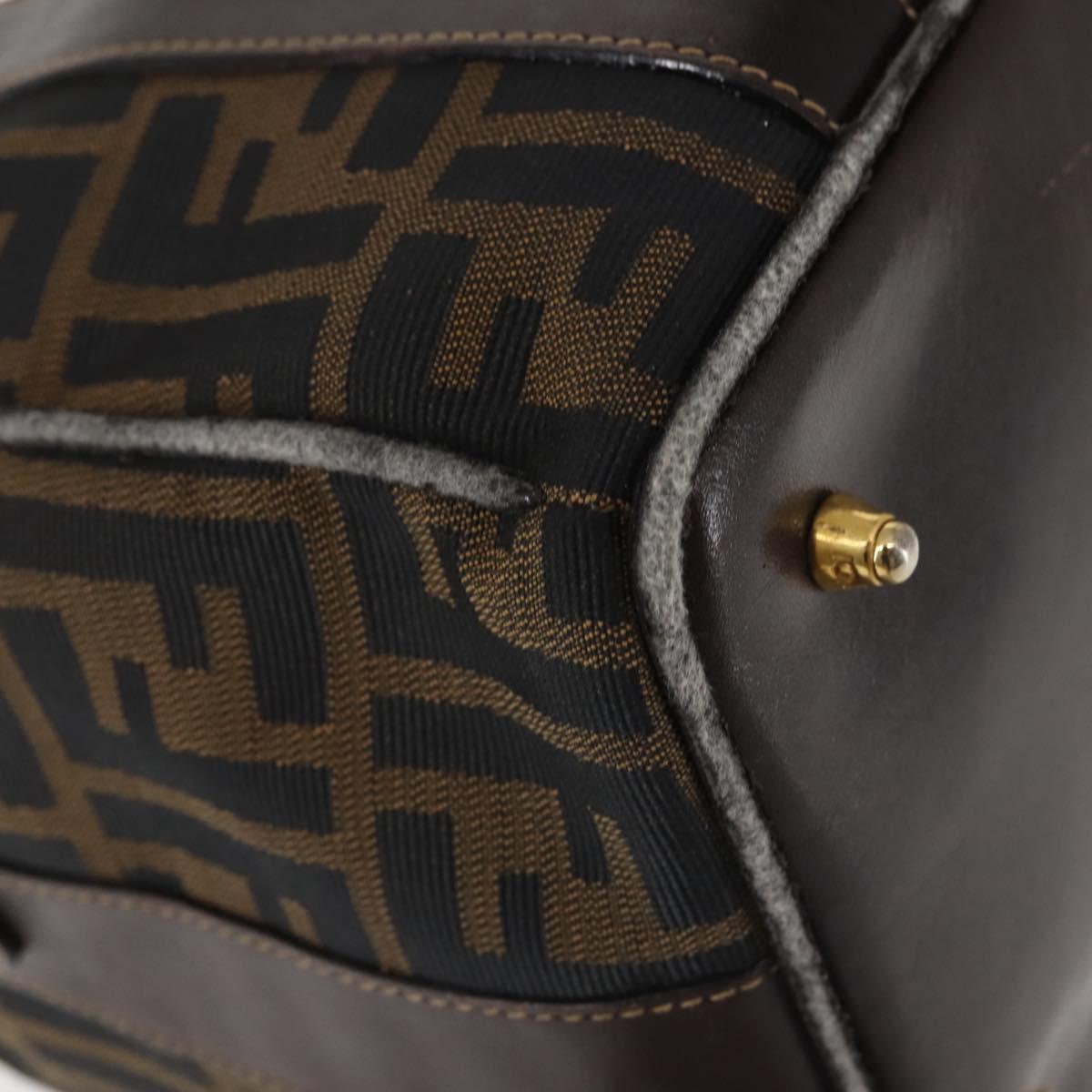 FENDI Zucca Canvas Hand Bag 2way Black Brown Auth gh886