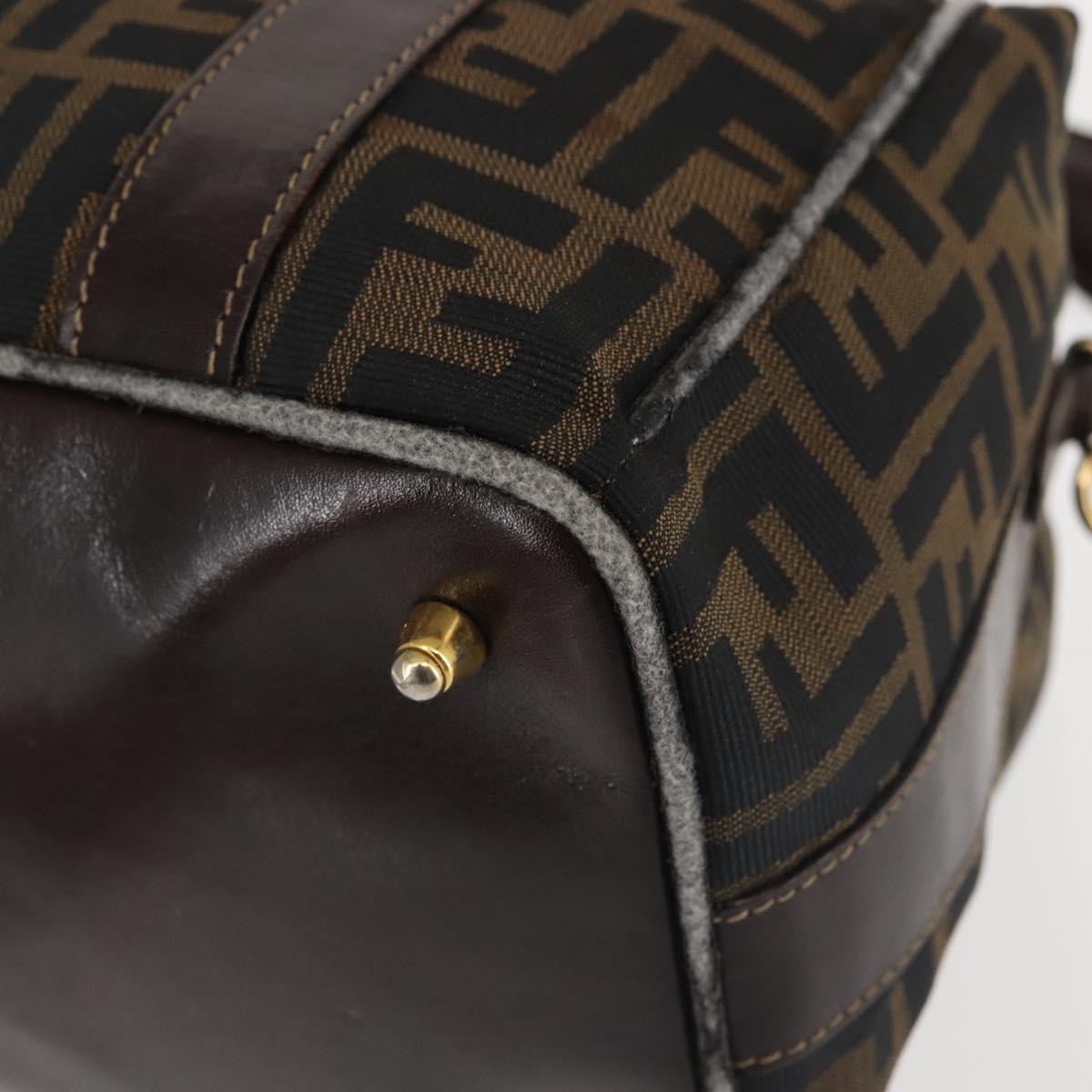 FENDI Zucca Canvas Hand Bag 2way Black Brown Auth gh886