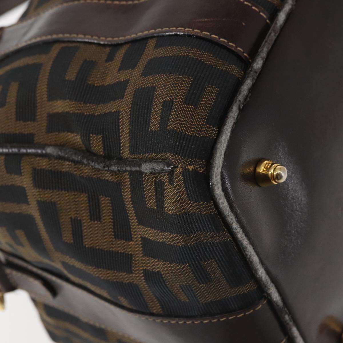 FENDI Zucca Canvas Hand Bag 2way Black Brown Auth gh886