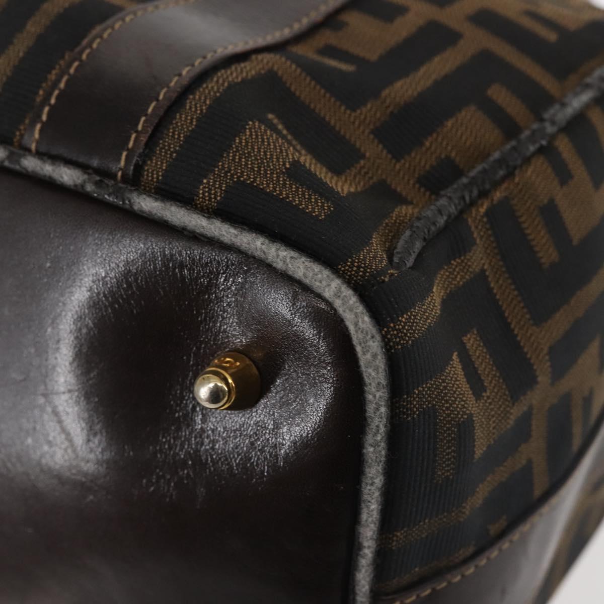 FENDI Zucca Canvas Hand Bag 2way Black Brown Auth gh886