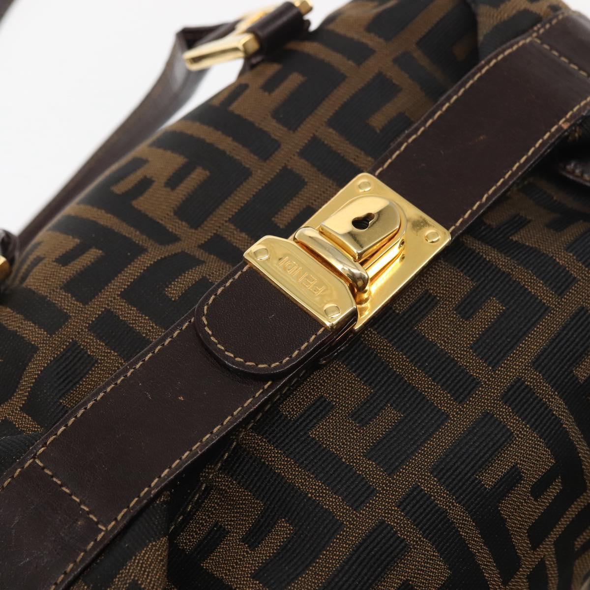FENDI Zucca Canvas Hand Bag 2way Black Brown Auth gh886