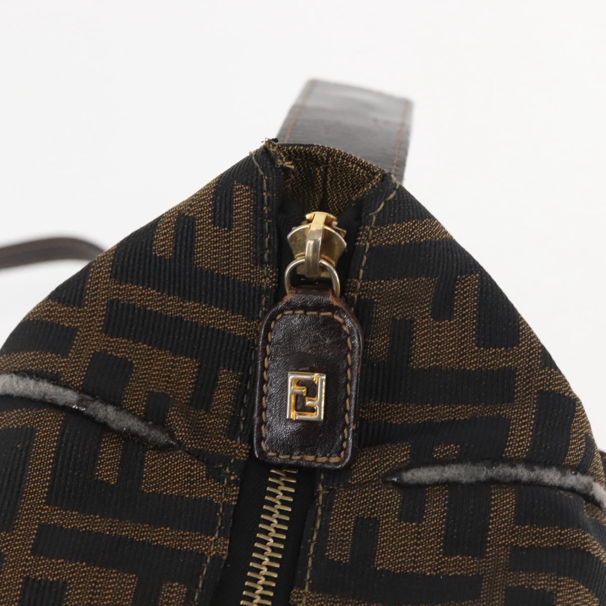 FENDI Zucca Canvas Hand Bag 2way Black Brown Auth gh886