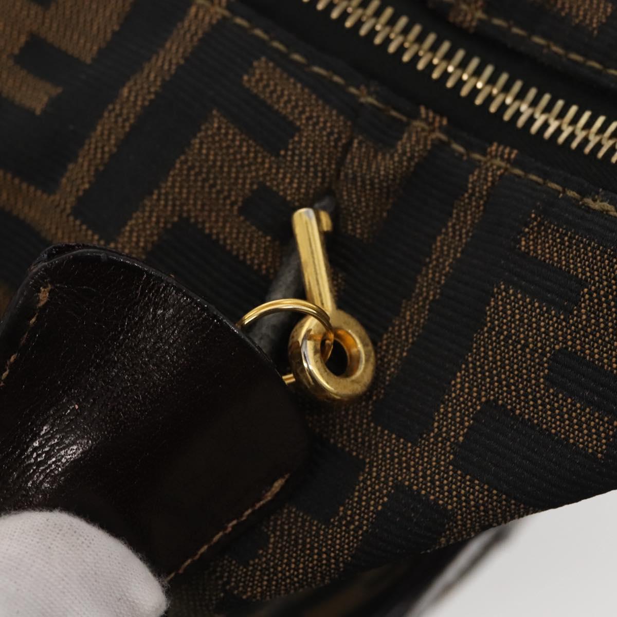 FENDI Zucca Canvas Hand Bag 2way Black Brown Auth gh886