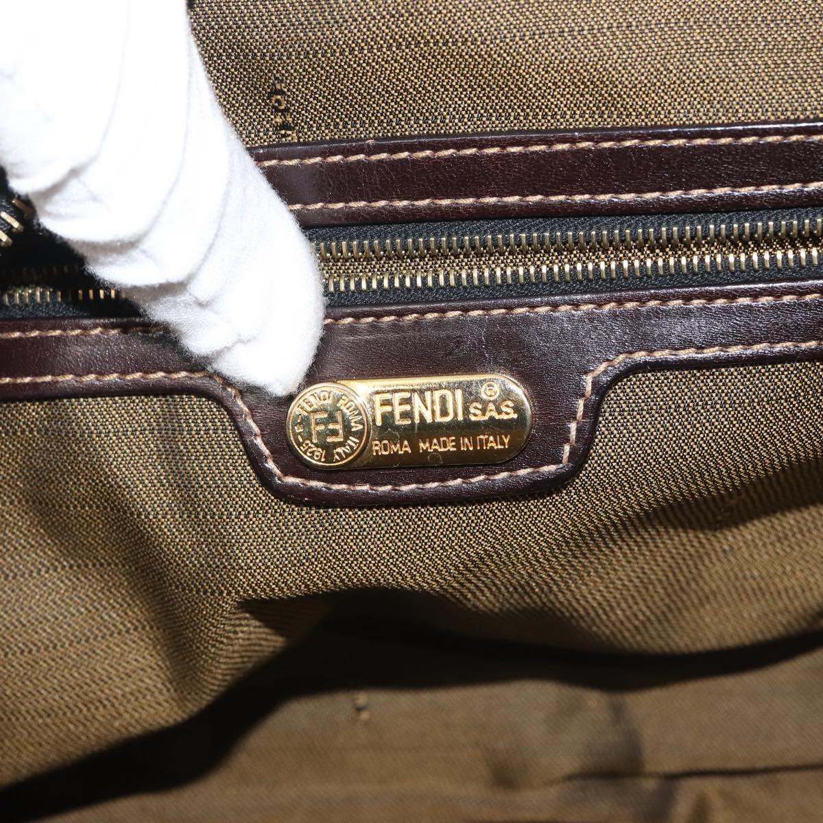 FENDI Zucca Canvas Hand Bag 2way Black Brown Auth gh886