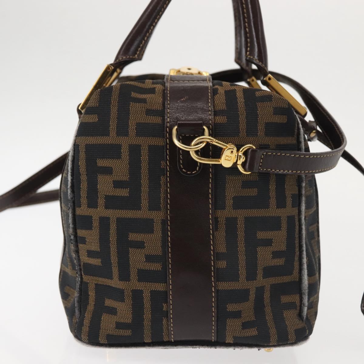 FENDI Zucca Canvas Hand Bag 2way Black Brown Auth gh886