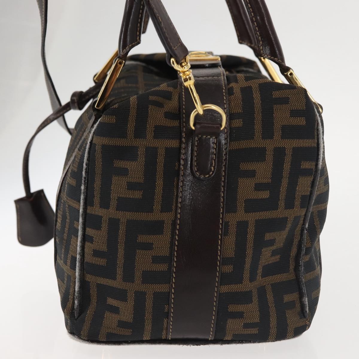 FENDI Zucca Canvas Hand Bag 2way Black Brown Auth gh886