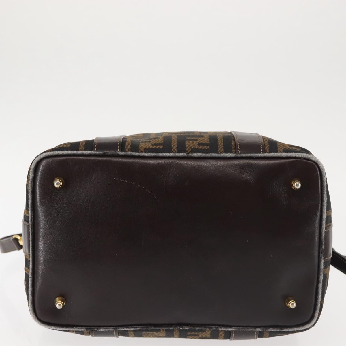 FENDI Zucca Canvas Hand Bag 2way Black Brown Auth gh886