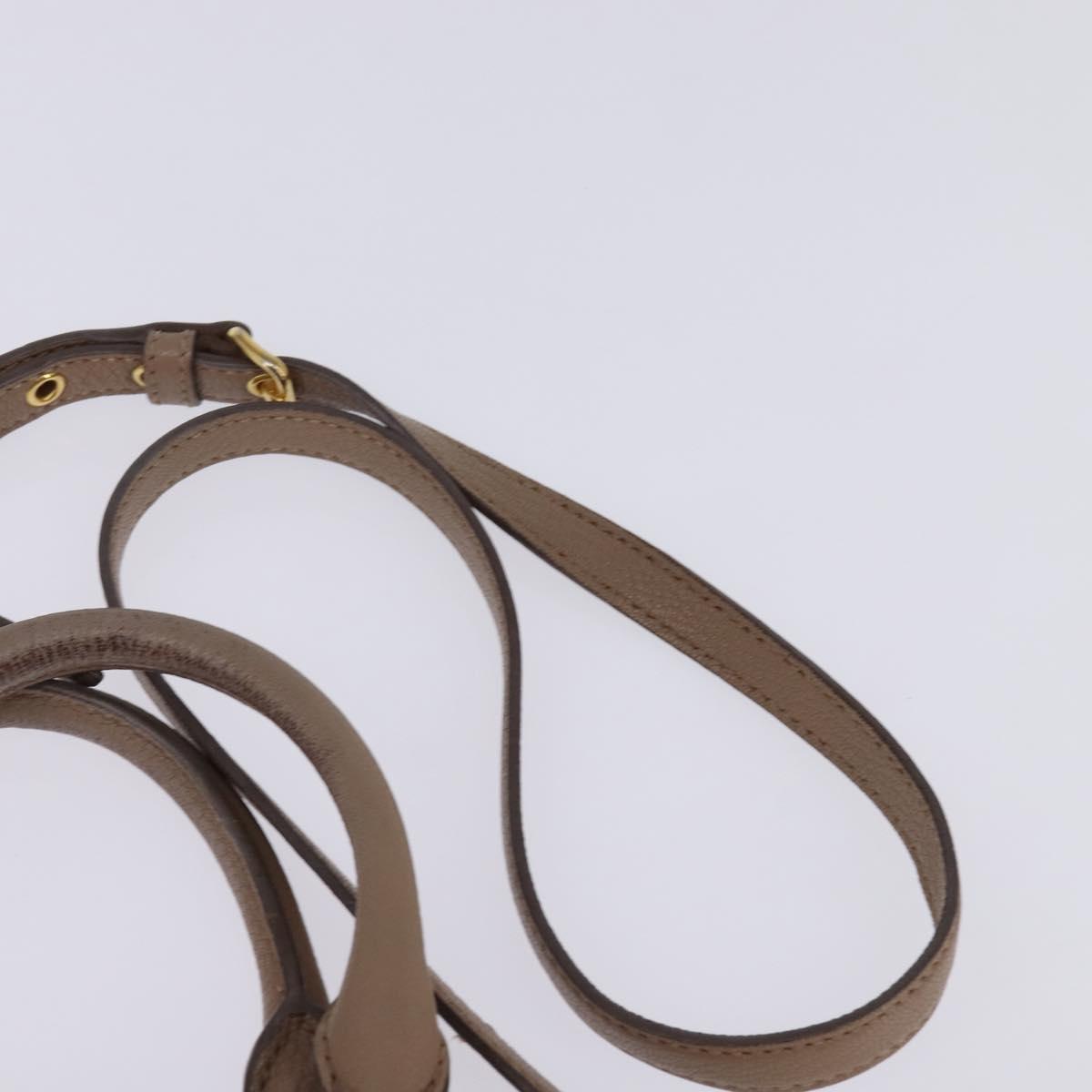 Miu Miu Hand Bag Leather 2way Beige Gold Auth gh888