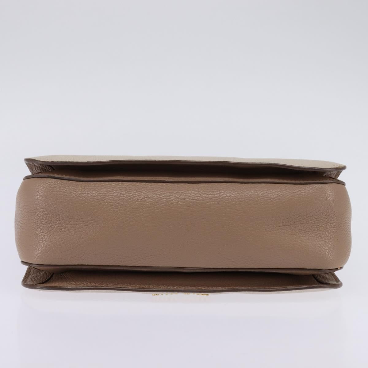 Miu Miu Hand Bag Leather 2way Beige Gold Auth gh888